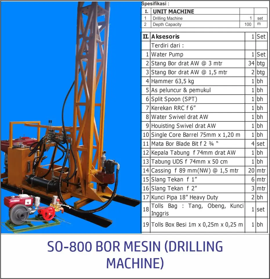 SO-800 BOR MESIN (DRILLING MACHINE)